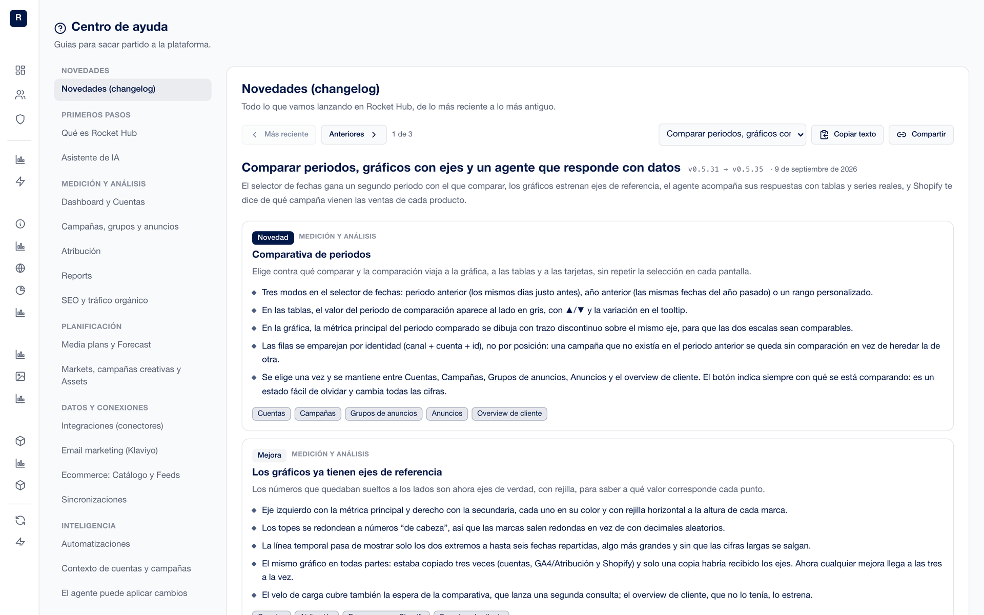Rocket Hub — novedades